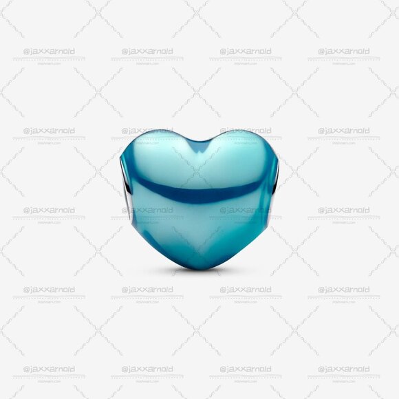 Pandora Metallic Sky Blue Heart Charm - Picture 2 of 6